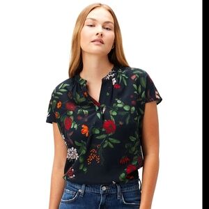 Amour Vert Washable Silk Renata Blouse, Large NWT